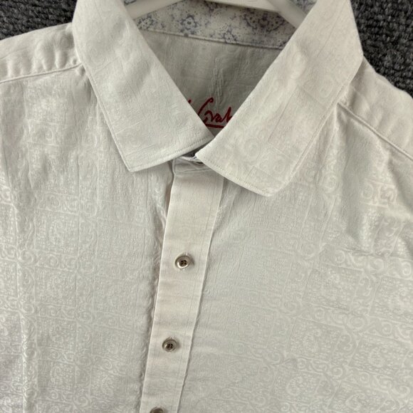 Robert Graham Geometric Medium White Mens Long Sleeve Button Up Bold Shirt Adult - Picture 2 of 14